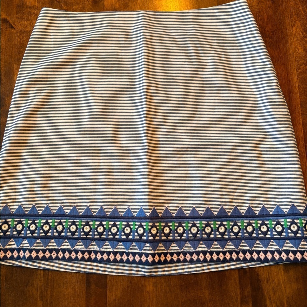 Vineyard Vines Margo Embroidered Geo Prep Marin Blue Skirt Size 0